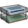 Mind Reader Stackable Paper Tray, Desktop Organizer, File Storage, Office, Metal Mesh, 13.5″ L x 10″ W x 7.25″ H, 2 Pcs., White(Black)