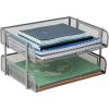 Mind Reader Stackable Paper Tray, Desktop Organizer, File Storage, Office, Metal Mesh, 13.5″ L x 10″ W x 7.25″ H, 2 Pcs., White(Silver)