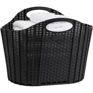 Mind Reader 40L Collapsible Laundry Hamper, Clothes Basket, Premium Wicker Design, Plastic, 21.5″L x 15″W x 15.25″H, Black
