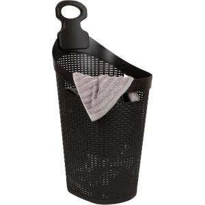 Mind Reader 60L Rolling Laundry Hamper, Clothes Basket, Wheels, Wicker Design, Plastic, 19.5″L x 14.75″W x 35″H, Brown