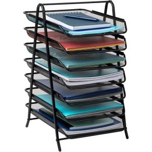 Mind Reader 7-Tier Paper Tray, Desktop Organizer, File Storage, Office, Metal Mesh, 11.75″ L x 13.75″ W x 18″ H, Black(7 Tier)