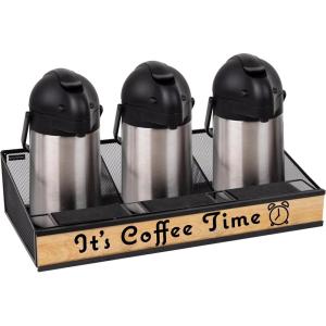 Mind Reader Airpot Serving Station, Coffee Bar Accessories, Countertop Organizer, Wire Mesh, 24″L x 12″W x 6″H, Black
