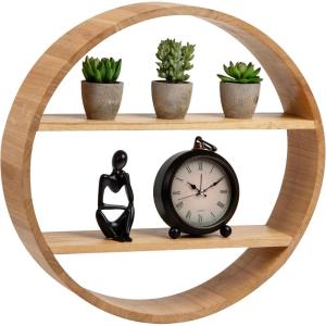 Mind Reader Circular Floating Shelves, Wall Decor, Accent Shelf, Office, Bathroom, Metal Mesh, 18″ L x 4″ W x 18″ H, Black(Brown)