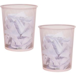 Mind Reader Mesh Trash Can, 16.65L (4.4 gal), Waste Paper Basket, Round, Office, Metal Mesh, Set of 2, Silver(Pink)