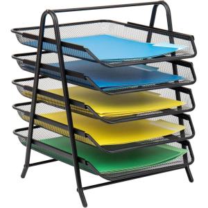 Mind Reader Paper Tray and File Folder Set, Desktop Organizer, Storage, Office, Metal Mesh, 11.75″L x 14″W x 14.5″H, Black