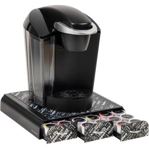 Mind Reader Single Serve Coffee Pod Organizer with 3 Drawers, 36 Pod Capacity, Countertop, 13.5″L x 12.25″W x 2.5″H, Silver(Black Print)