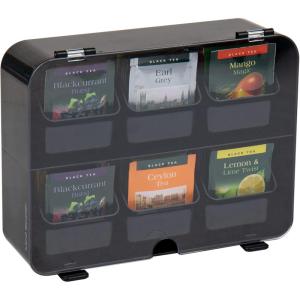 Mind Reader Tea Bag Organizer, Tea Station Organizer, Countertop, Wall Mountable, Acrylic, 10.5″ L x 3.25″ W x 8″ H, Black