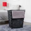 Mind Reader 61L Foldable Laundry Hamper, Clothes Basket, Lid, Wicker Design, Plastic, 18″L x 14.5″W x 21.25″H, Black(Black)