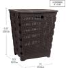 Mind Reader 61L Foldable Laundry Hamper, Clothes Basket, Lid, Wicker Design, Plastic, 18″L x 14.5″W x 21.25″H, Black(Brown)