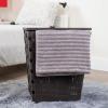 Mind Reader 61L Foldable Laundry Hamper, Clothes Basket, Lid, Wicker Design, Plastic, 18″L x 14.5″W x 21.25″H, Black(Brown)