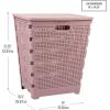 Mind Reader 61L Foldable Laundry Hamper, Clothes Basket, Lid, Wicker Design, Plastic, 18″L x 14.5″W x 21.25″H, Black(Pink)