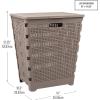 Mind Reader 61L Foldable Laundry Hamper, Clothes Basket, Lid, Wicker Design, Plastic, 18″L x 14.5″W x 21.25″H, Black(Tan)
