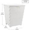 Mind Reader 61L Foldable Laundry Hamper, Clothes Basket, Lid, Wicker Design, Plastic, 18″L x 14.5″W x 21.25″H, Black(White)