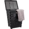 Mind Reader 61L Foldable Laundry Hamper, Clothes Basket, Lid, Wicker Design, Plastic, 18″L x 14.5″W x 21.25″H, Black(Black)