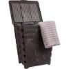 Mind Reader 61L Foldable Laundry Hamper, Clothes Basket, Lid, Wicker Design, Plastic, 18″L x 14.5″W x 21.25″H, Black(Brown)