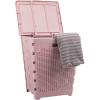 Mind Reader 61L Foldable Laundry Hamper, Clothes Basket, Lid, Wicker Design, Plastic, 18″L x 14.5″W x 21.25″H, Black(Pink)