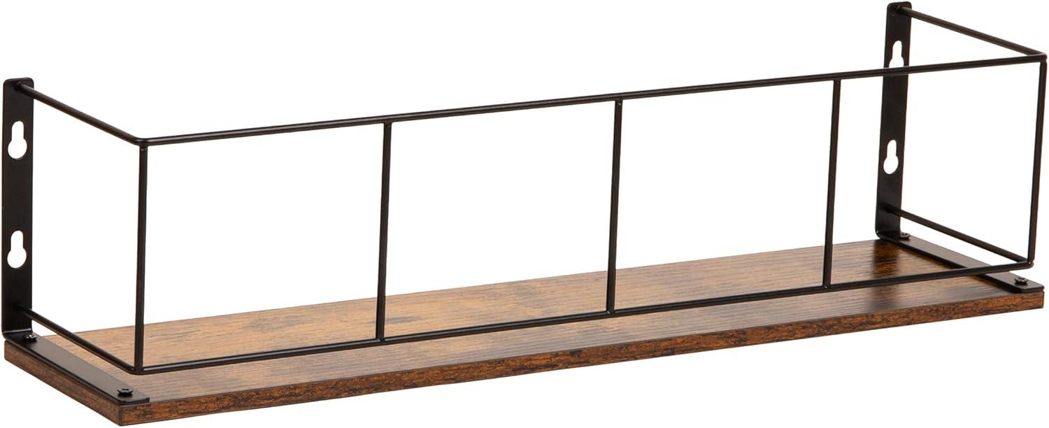 image:imageMind Reader 2Tier Rustic Letter Tray Organizer with Metal Frame Wood Base for Desk or Office Stackable Metal and Wood BlackShelf