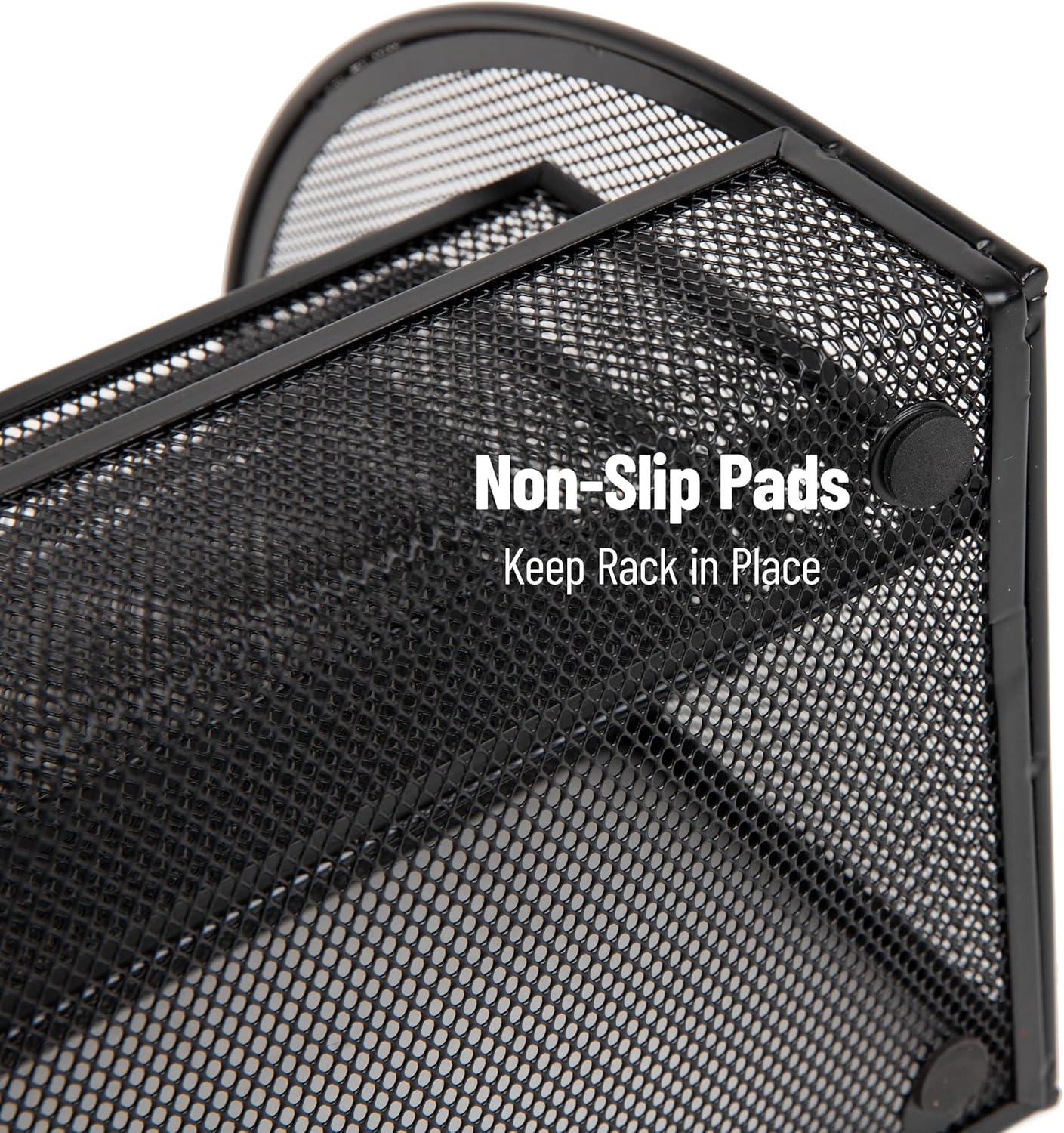 image:imageMind Reader 4Tier Mail Sorter Desktop Organizer File Storage Magazine Office Metal Mesh 1775L x 7W x 1225H BlackBlack 4 Pocket Horizontal