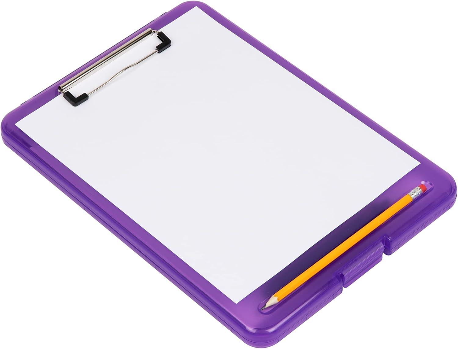 image:imageMind Reader Clipboard with Storage Teacher Nursing Clipboard Plastic 925L x 1325W x 1H Set of 6 Assorted ColorsTranslucent Assorted