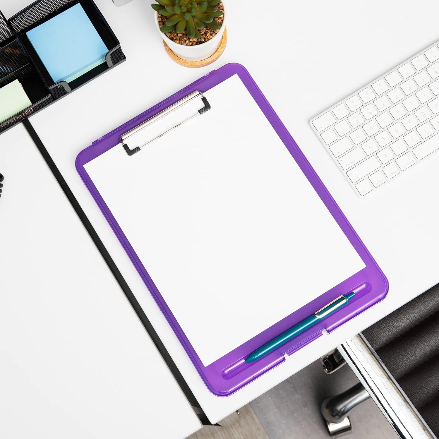 image:imageMind Reader Clipboard with Storage Teacher Nursing Clipboard Plastic 925L x 1325W x 1H Set of 6 Assorted ColorsTranslucent Assorted
