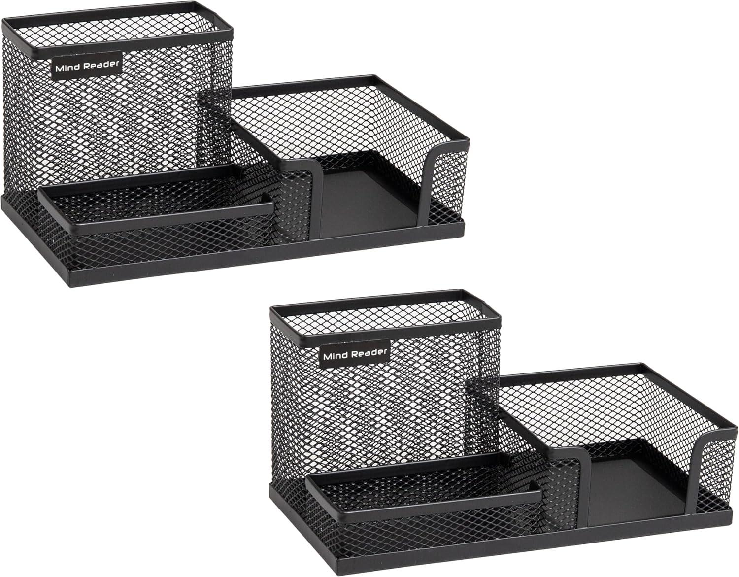 image:imageMind Reader Desktop Organizer Pen Holder Clip Basket Storage Office Metal Mesh 807L x 413W x 394H BlackMEMORG2BLK