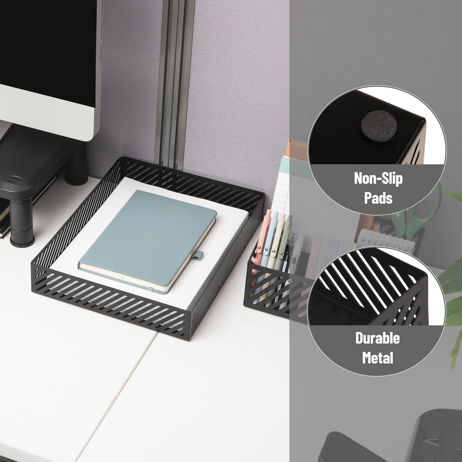 image:imageMind Reader Desktop Organizer and Mail Sorter Five Compartments Office Supplies and Accessories Metal WhiteBlack
