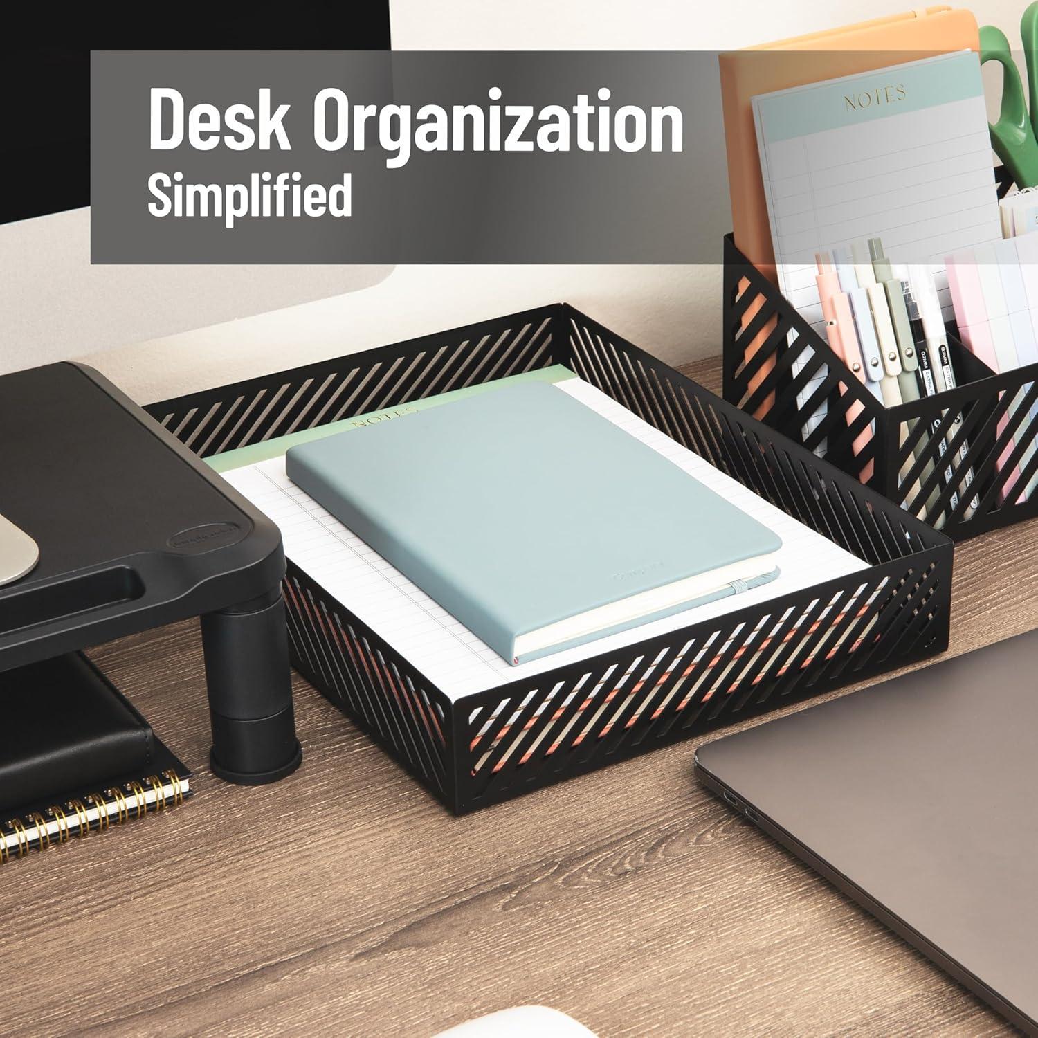 image:imageMind Reader Desktop Organizer and Mail Sorter Five Compartments Office Supplies and Accessories Metal WhiteBlack