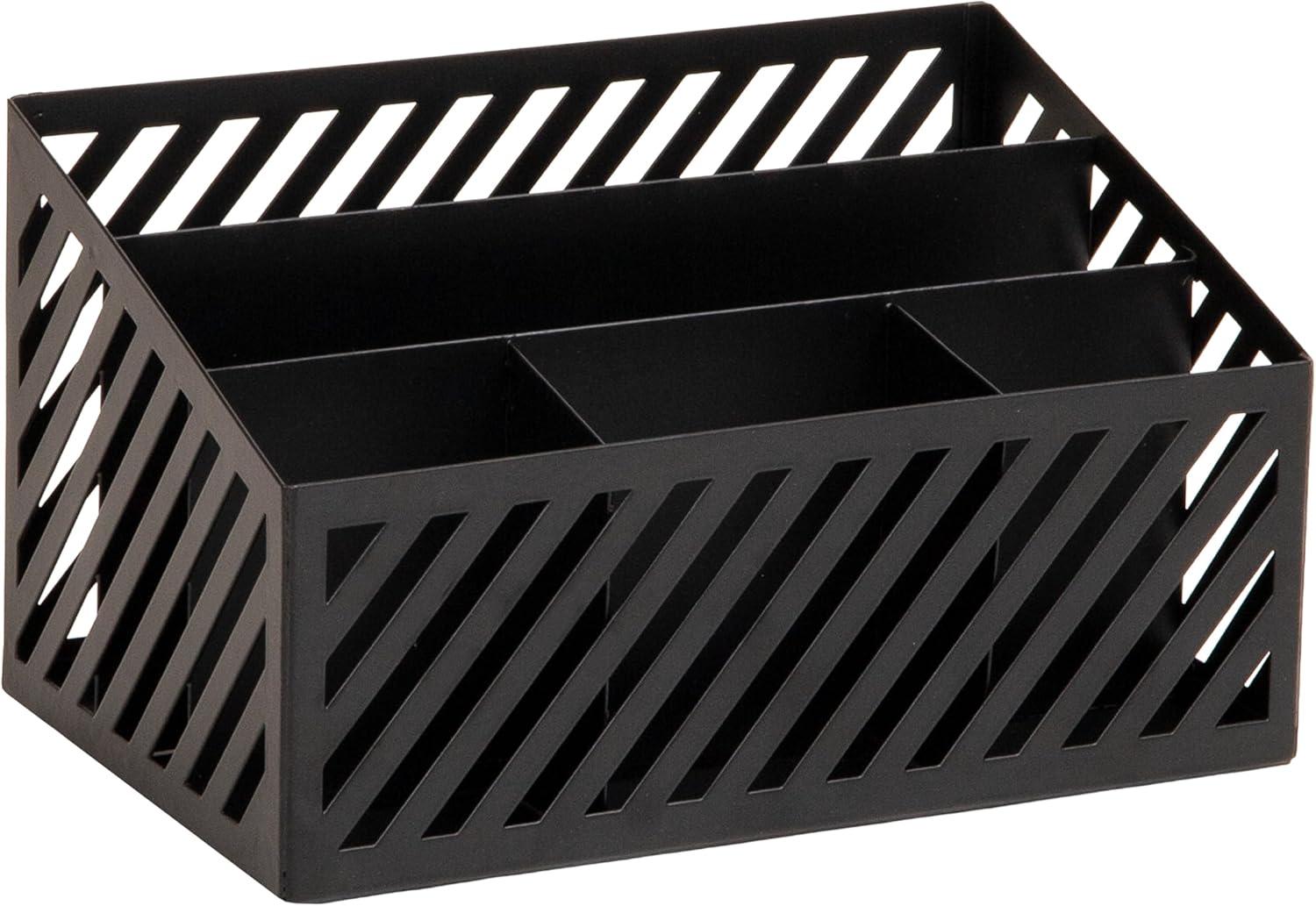 image:imageMind Reader Desktop Organizer and Mail Sorter Five Compartments Office Supplies and Accessories Metal WhiteBlack