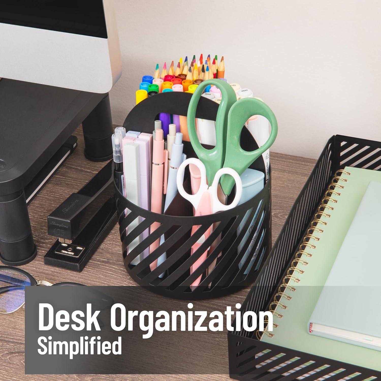 image:imageMind Reader Desktop Organizer and Mail Sorter Five Compartments Office Supplies and Accessories Metal WhiteBlack