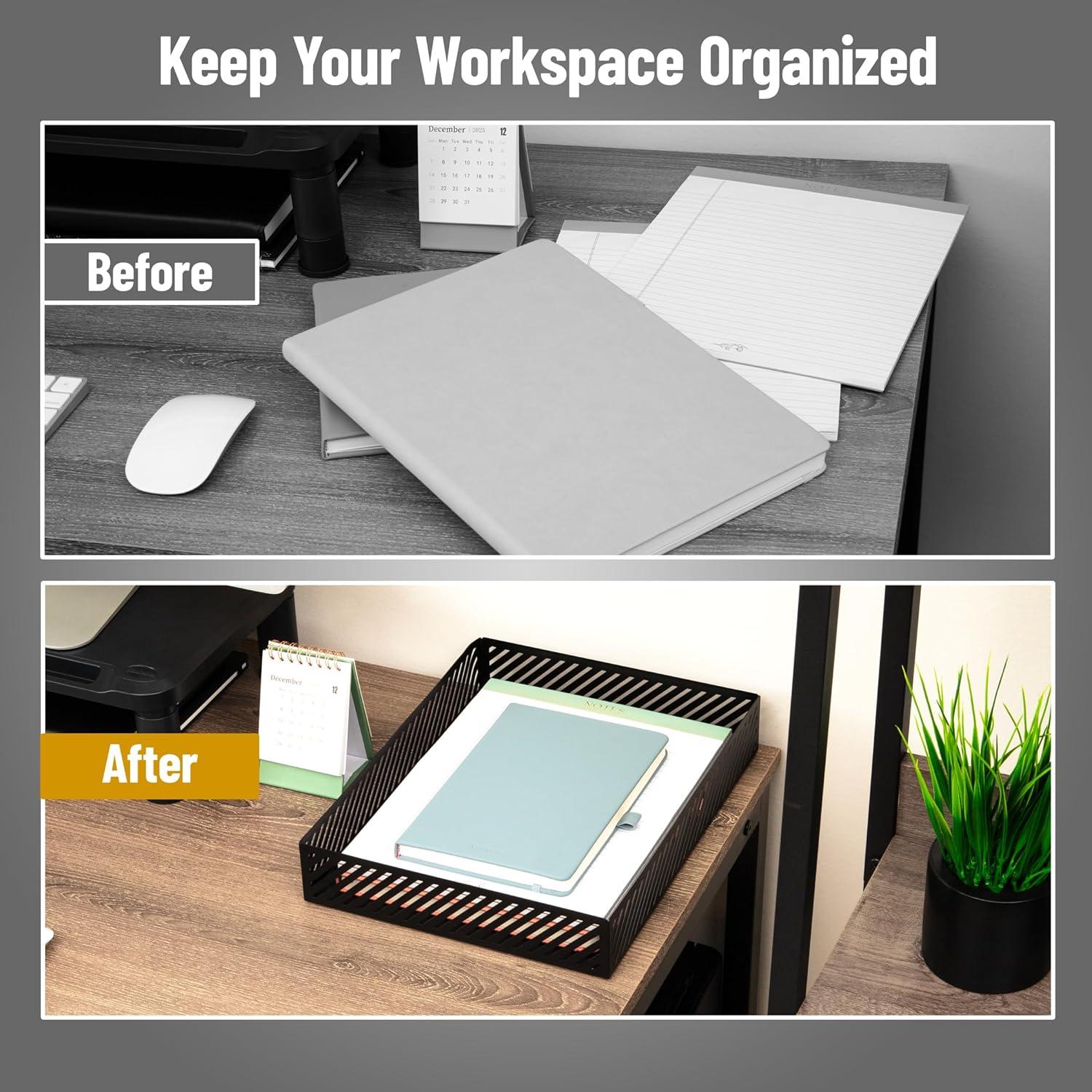 image:imageMind Reader Desktop Organizer and Mail Sorter Five Compartments Office Supplies and Accessories Metal WhiteBlack