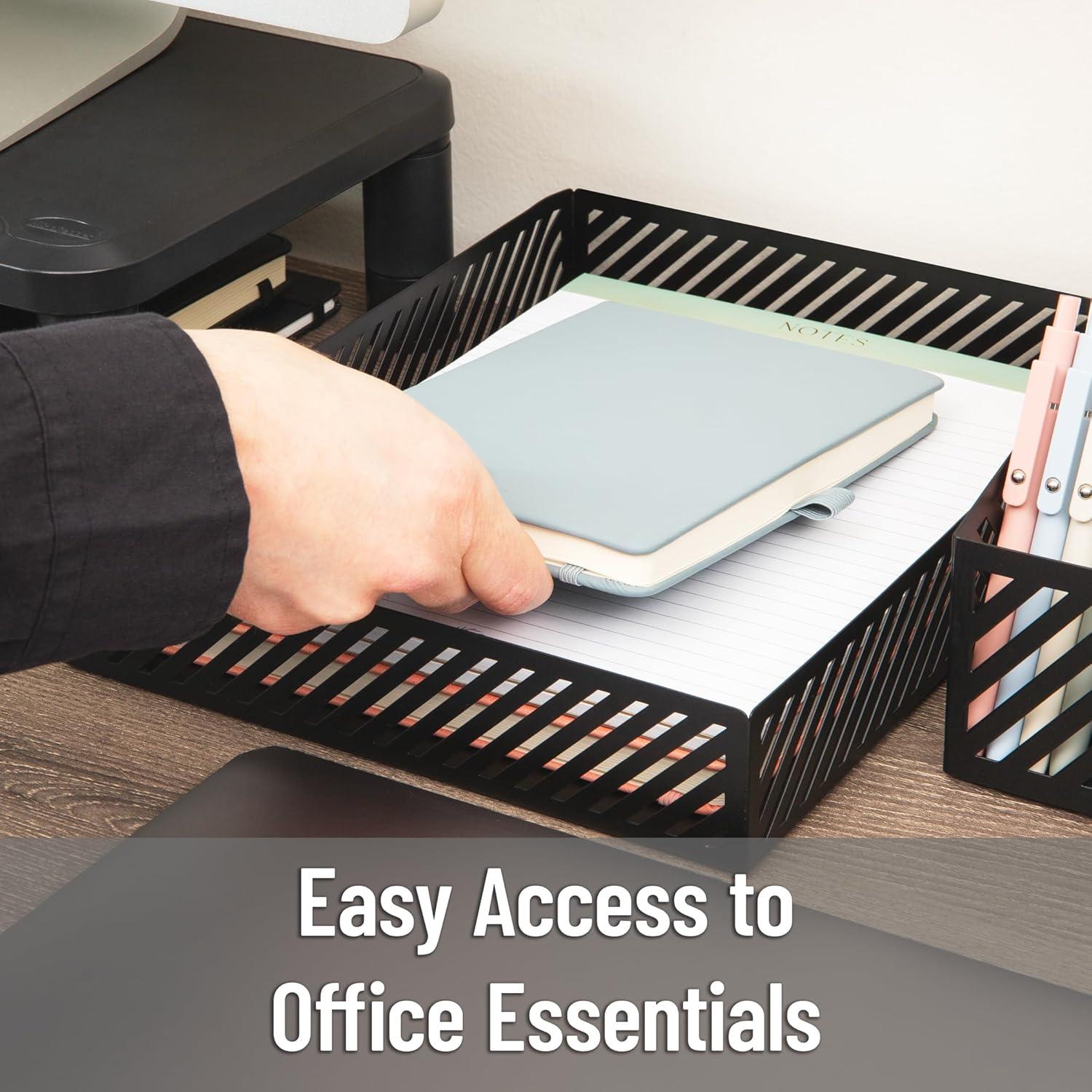 image:imageMind Reader Desktop Organizer and Mail Sorter Five Compartments Office Supplies and Accessories Metal WhiteBlack