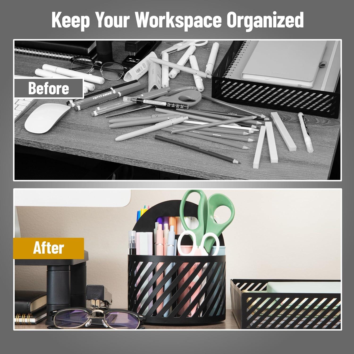 image:imageMind Reader Desktop Organizer and Mail Sorter Five Compartments Office Supplies and Accessories Metal WhiteBlack