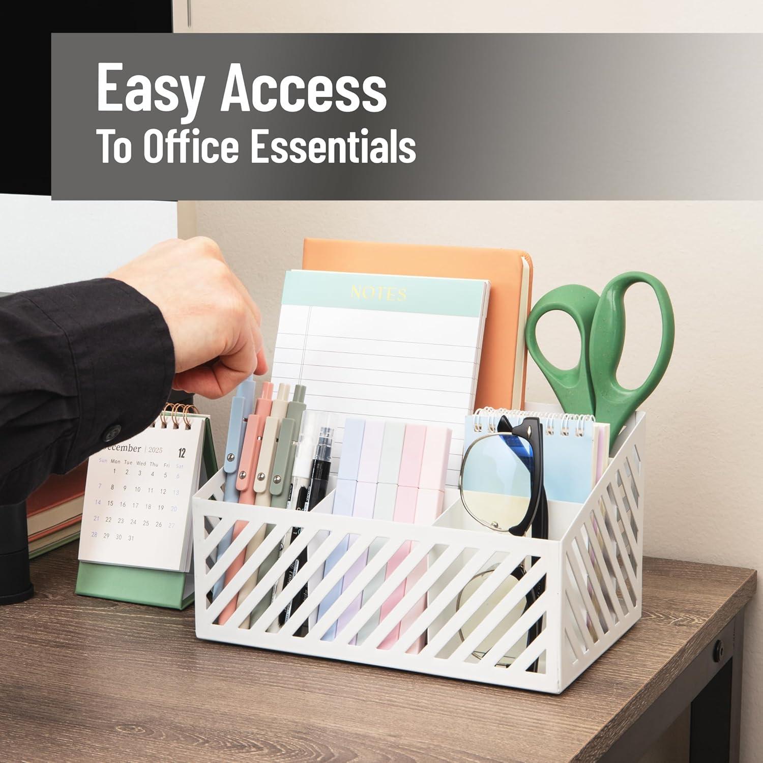 image:imageMind Reader Desktop Organizer and Mail Sorter Five Compartments Office Supplies and Accessories Metal WhiteWhite