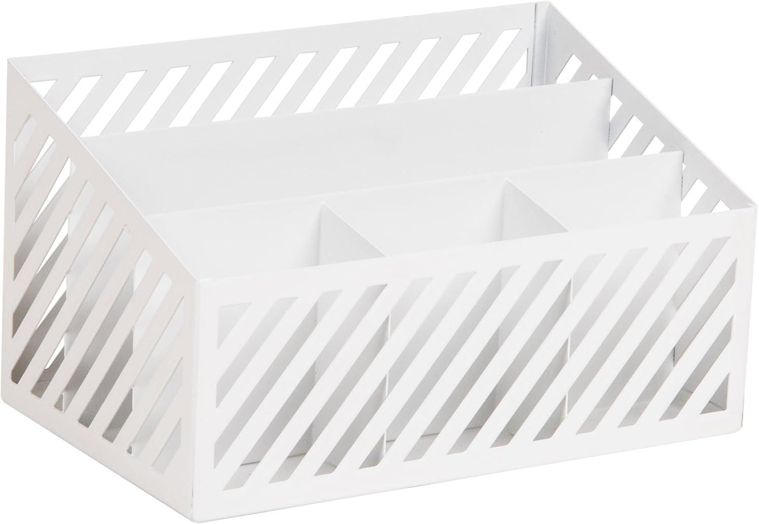 image:imageMind Reader Desktop Organizer and Mail Sorter Five Compartments Office Supplies and Accessories Metal WhiteWhite