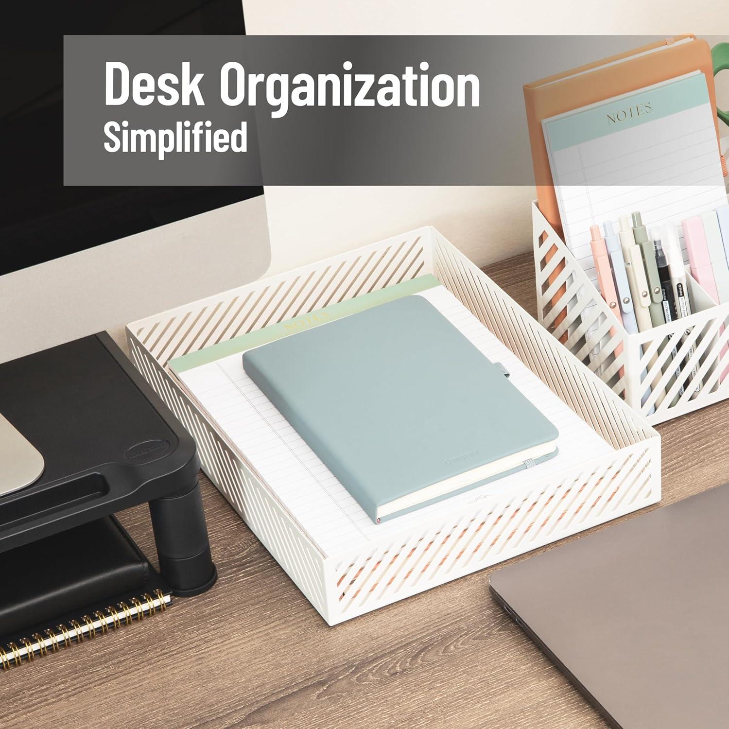 image:imageMind Reader Desktop Organizer and Mail Sorter Five Compartments Office Supplies and Accessories Metal WhiteWhite