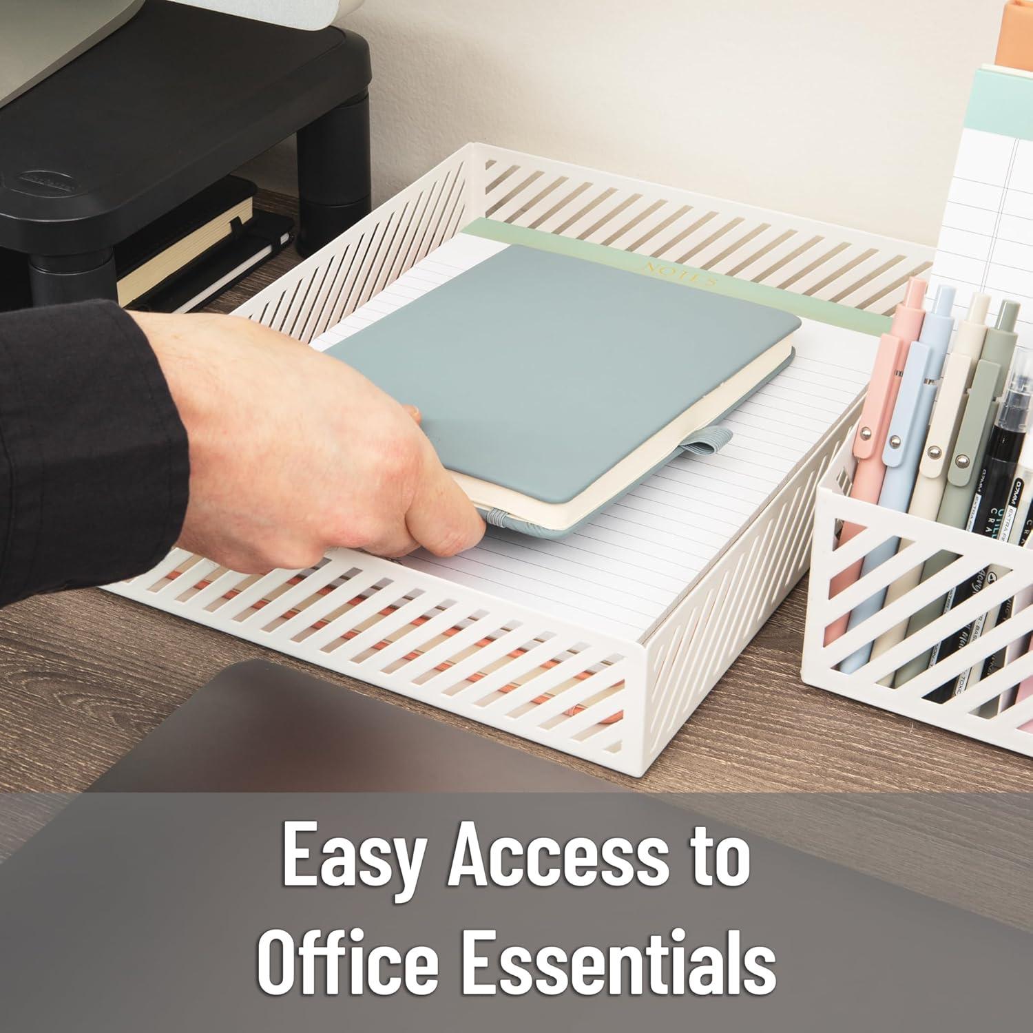 image:imageMind Reader Desktop Organizer and Mail Sorter Five Compartments Office Supplies and Accessories Metal WhiteWhite