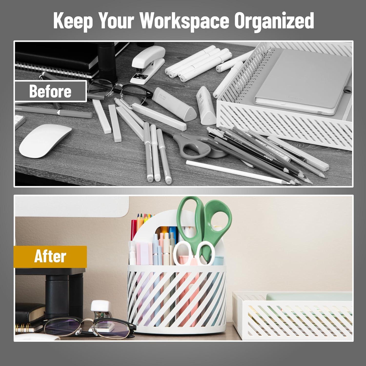 image:imageMind Reader Desktop Organizer and Mail Sorter Five Compartments Office Supplies and Accessories Metal WhiteWhite