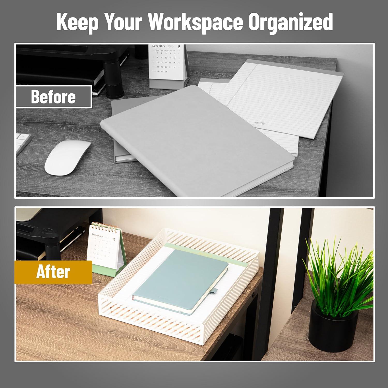 image:imageMind Reader Desktop Organizer and Mail Sorter Five Compartments Office Supplies and Accessories Metal WhiteWhite