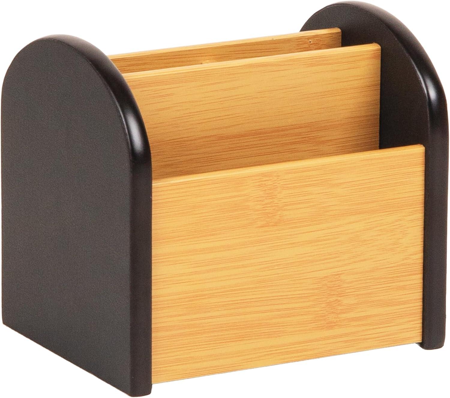 image:imageMind Reader Desktop Organizer with 3 Compartments Natural Wood and Matte Finish Sides Compact Desk Storage Wood WhiteBlack