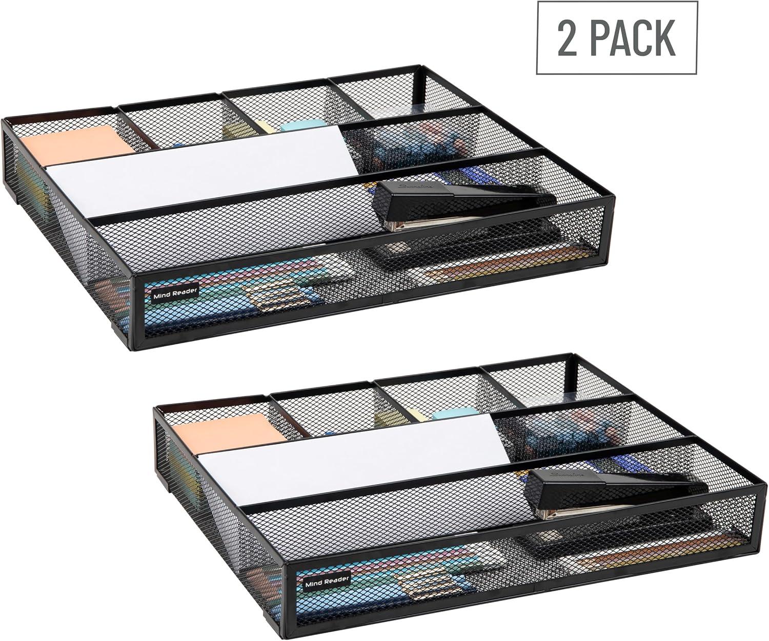 image:imageMind Reader Expandable Mesh Desk Drawer Organizer Adjustable from 925 to 17125 Office Supply Storage Tray Makeup Organizer BlackBlack