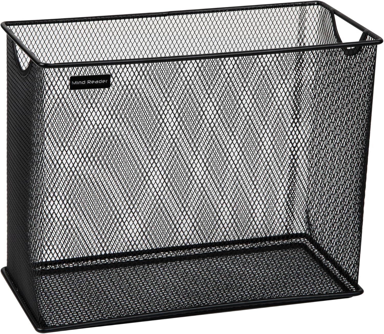 image:imageMind Reader Vertical File Storage Desktop Organizer Hanging Files Office Metal Mesh 1225L x 55W x 10H BlackBlack