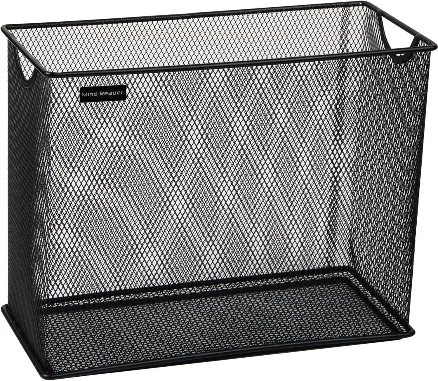 image:imageMind Reader Vertical File Storage Desktop Organizer Hanging Files Office Metal Mesh 1225L x 55W x 10H BlackBlack