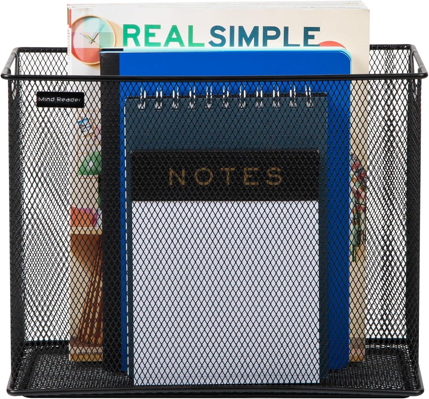 image:imageMind Reader Vertical File Storage Desktop Organizer Hanging Files Office Metal Mesh 1225L x 55W x 10H BlackBlack