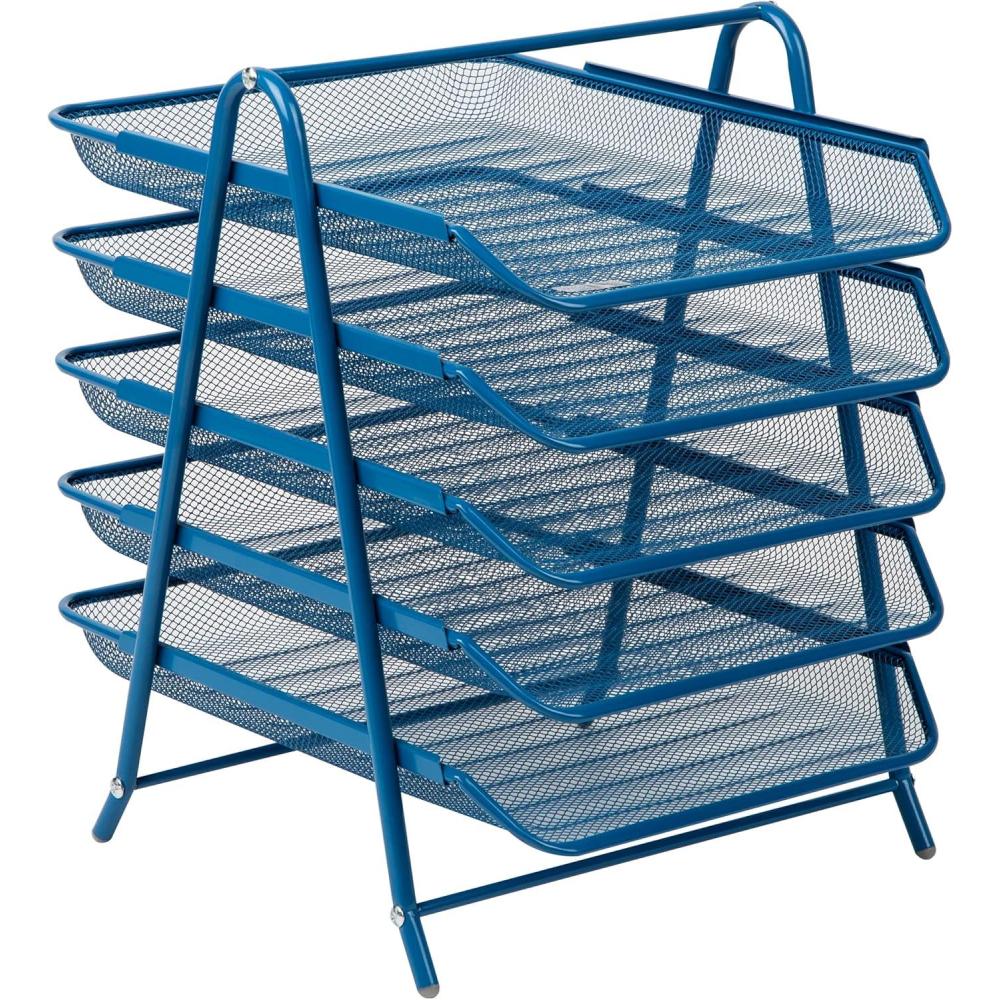 image:imageMind Reader 5Tier Paper Tray Desktop Organizer File Storage Office Metal Mesh 1175L x 14W x 15H Turquoise