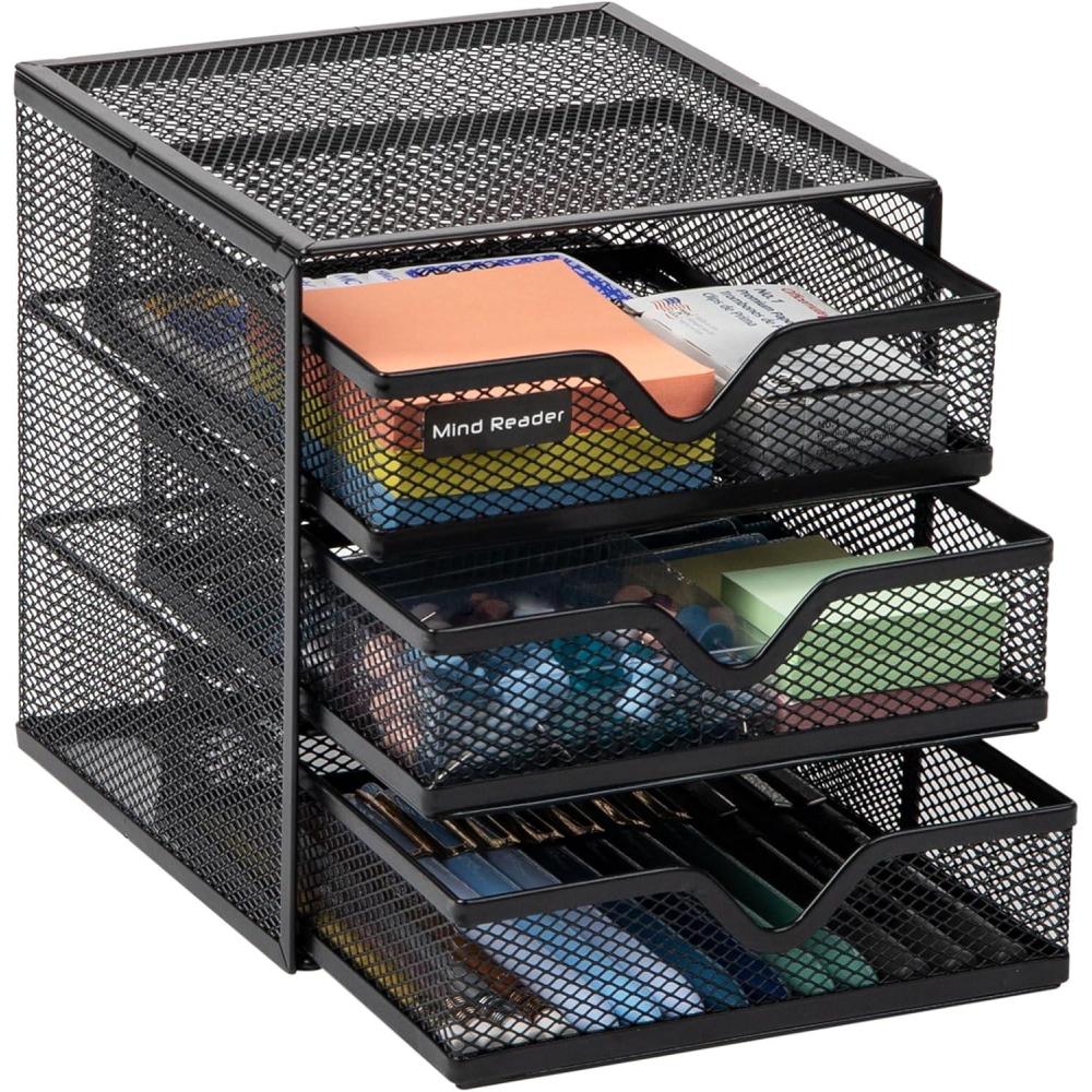 image:imageMind Reader Desktop Accessory Storage Desk Supplies Organizer Office Metal Mesh 625 L x 65 W x 65 H Black625L x 65W x 65H