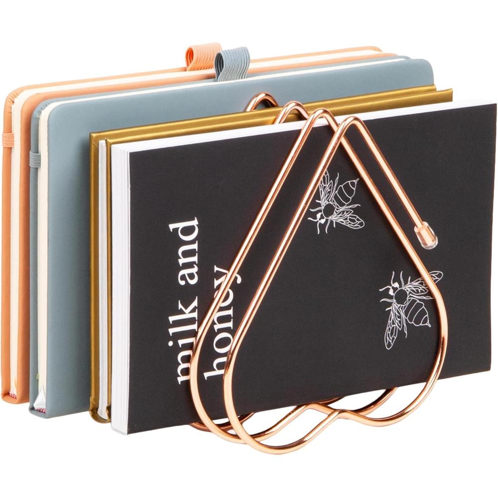 image:imageMind Reader HeartShaped Desktop File Organizer 5Slot Metal Folder Rack Magazine amp Book Holder Rose Gold