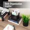 Mind Reader 2-Compartment Desktop Organizer, Removable Wood Divider, Non-Slip Base, Plastic and Wood, Black(Black)