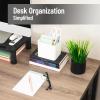 Mind Reader 2-Compartment Desktop Organizer, Removable Wood Divider, Non-Slip Base, Plastic and Wood, Black(White)