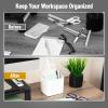 Mind Reader 2-Compartment Desktop Organizer, Removable Wood Divider, Non-Slip Base, Plastic and Wood, Black(White)