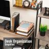 Mind Reader 2-Tier Rustic Letter Tray Organizer with Metal Frame, Wood Base for Desk or Office, Stackable, Metal and Wood, Black(9.8″ x 12.2″ x 5.4″)